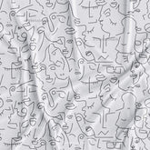 Black & White Abstract Faces Printed Fabric Manufacture Rate